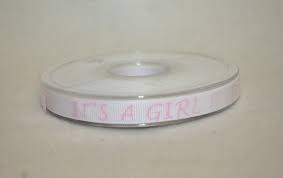 Its a Girl 10mm Grosgrain Ribbon 20 Mtr Roll - Click Image to Close